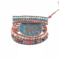 Wrap Bracelets, leather cord, with Natural Stone & Zinc Alloy, Unisex 950mm 