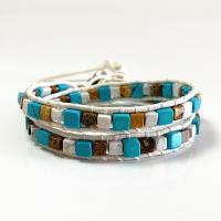 Wrap Bracelets, leather cord, with Agate & Zinc Alloy, Unisex, mixed colors, 420mm 