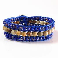 Wrap Bracelets, leather cord, with Natural Stone & Zinc Alloy, Unisex, blue, 200mm 