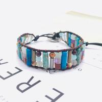 Wrap Bracelets, leather cord, with Natural Stone & Zinc Alloy, Unisex, mixed colors, 250mm 