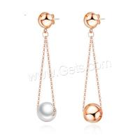 Stainless Steel Drop Earring, with Plastic Pearl, fashion jewelry & for woman 