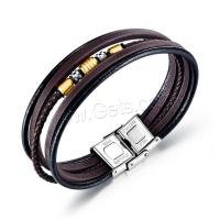 Men Bracelet, PU Leather, with Zinc Alloy, fashion jewelry & detachable & for man Approx 8.66 Inch 