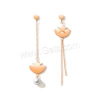 Stainless Steel Drop Earring, with Plastic Pearl, fashion jewelry & for woman 