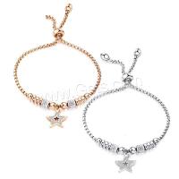 Stainless Steel Charm Bracelet, fashion jewelry & for woman & with rhinestone Approx 8.66 Inch 