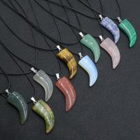 Gemstone Necklaces, with PU Leather, Horn & for man Approx 17.7 Inch 