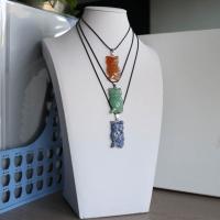 Gemstone Necklaces, with PU Leather, Owl, polished & Unisex Approx 17.7 Inch 