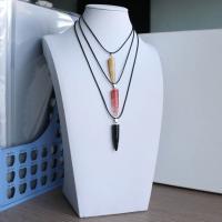 Gemstone Necklaces, with PU Leather, Bullet, polished & Unisex Approx 17.7 Inch 