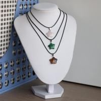 Gemstone Necklaces, with PU Leather, Star, polished, random style & Unisex, Random Color, 20mm Approx 17.7 Inch 