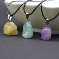 Gemstone Necklaces, with PU Leather, irregular, polished & Unisex 14-18mm Approx 17.7 Inch 