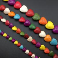 Синтетическая бирюза Бусины, Сердце, полированный, DIY & разный размер для выбора, разноцветный, продается Strand