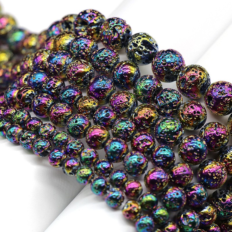 Многоцветная лава, Круглая, плакированный AB цветом, DIY & разный размер для выбора, продается Strand
