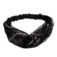 Headband, Gauze, with Sequins, plated & elastic & for woman, 520mm 