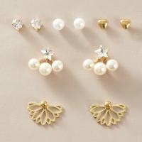 Zinc Alloy Stud Earring Set, Stud Earring, with Plastic Pearl, plated, 5 pieces & fashion jewelry, nickel, lead & cadmium free 