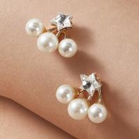 Zinc Alloy Stud Earring, with Plastic Pearl, plated, fashion jewelry & Unisex, nickel, lead & cadmium free 