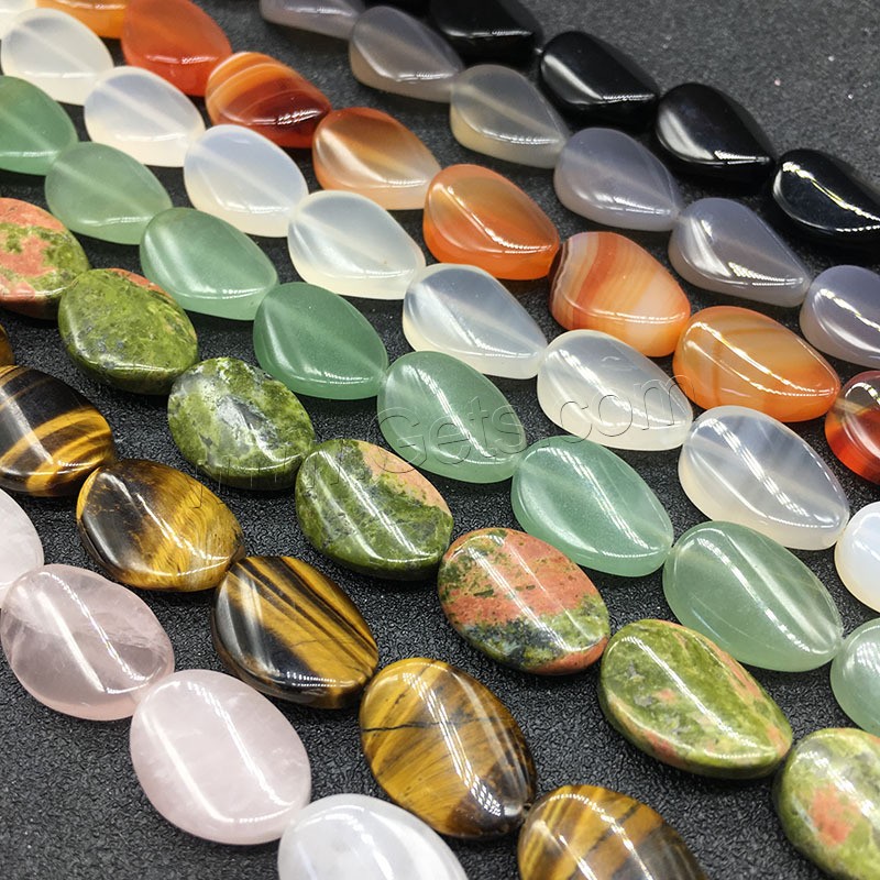 Perles de pierre gemme mixte, ovale plat, poli, DIY & différents matériaux pour le choix & normes différentes pour le choix & spirale, plus de couleurs à choisir, Vendu par brin