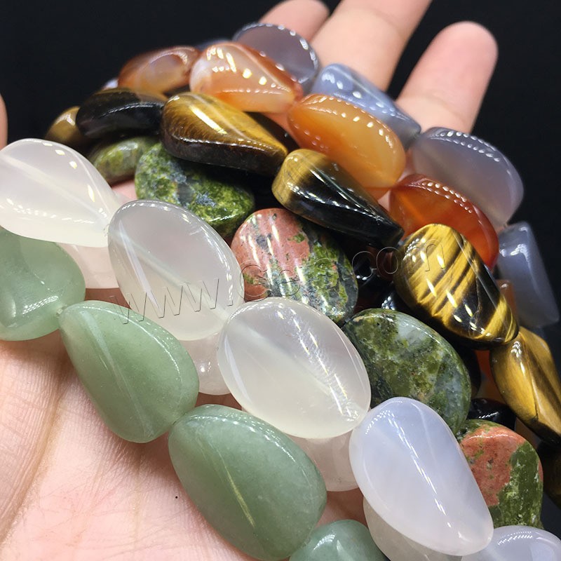 Mixed Gemstone Beads, Flat Oval, polished, DIY & different materials for choice & different size for choice & twist, more colors for choice, Sold By Strand