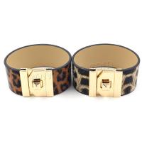 PU Leather Cord Bracelets, with Zinc Alloy, printing, for woman & leopard pattern 
