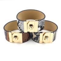 PU Leather Cord Bracelets, with Zinc Alloy, printing, for woman & snakeskin pattern 
