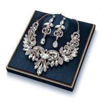 Fashion Zinc Alloy Jewelry Sets, earring & necklace, plated, 2 pieces & for woman & with rhinestone nickel, lead & cadmium free Approx 16.54 Inch 