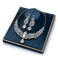Fashion Zinc Alloy Jewelry Sets, earring & necklace, plated, for woman & with rhinestone, metallic color plated, nickel, lead & cadmium free Approx 20.07 Inch 