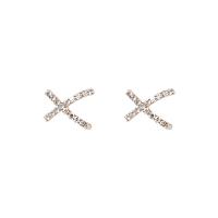 Sterling Silver Stud Earring, 925 Sterling Silver, plated & for woman & with rhinestone 