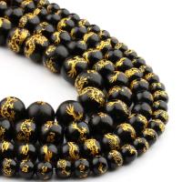 Mixed Glass Bead, Glass Beads, Column, black 