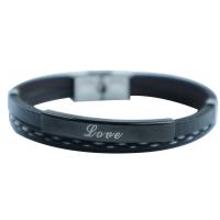 Unisex Bracelet, PU Leather, with Zinc Alloy, plated, with letter pattern Approx 8.26 Inch 