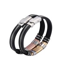 Unisex Bracelet, Acier titane, avec silicone, vernis au four, unisexe, plus de couleurs à choisir, 215mm Environ 8.46 pouce, Vendu par PC