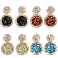 Resin Zinc Alloy Earring, with Resin, gold color plated, with rhinestone 