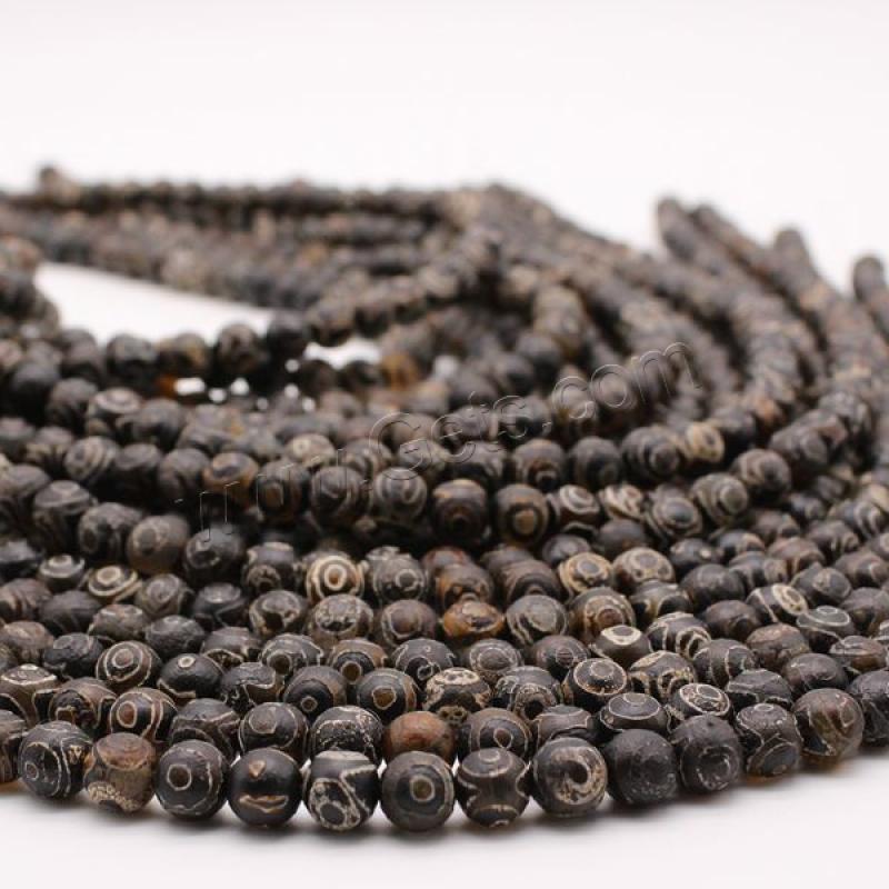Perles agate dzi tibétaine naturelle, Rond, poli, DIY & normes différentes pour le choix, brun, Longueur:Environ 14.5 pouce, Vendu par brin