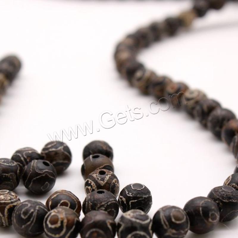 Natural Tibetan Agate Dzi Beads, Round, polished, DIY & different size for choice, brown, Length:Approx 14.5 Inch, Sold By Strand