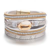 PU Leather Cord Bracelets, with Shell, fashion jewelry & Unisex 