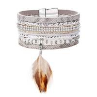 PU Leather Cord Bracelets, with Feather, fashion jewelry & Unisex 