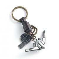 Leather Key Chains, Faux Leather, with Zinc Alloy, plated, fashion jewelry nickel, lead & cadmium free 