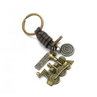 Leather Key Chains, Faux Leather, with Zinc Alloy, Train, plated, fashion jewelry & Unisex, nickel, lead & cadmium free 
