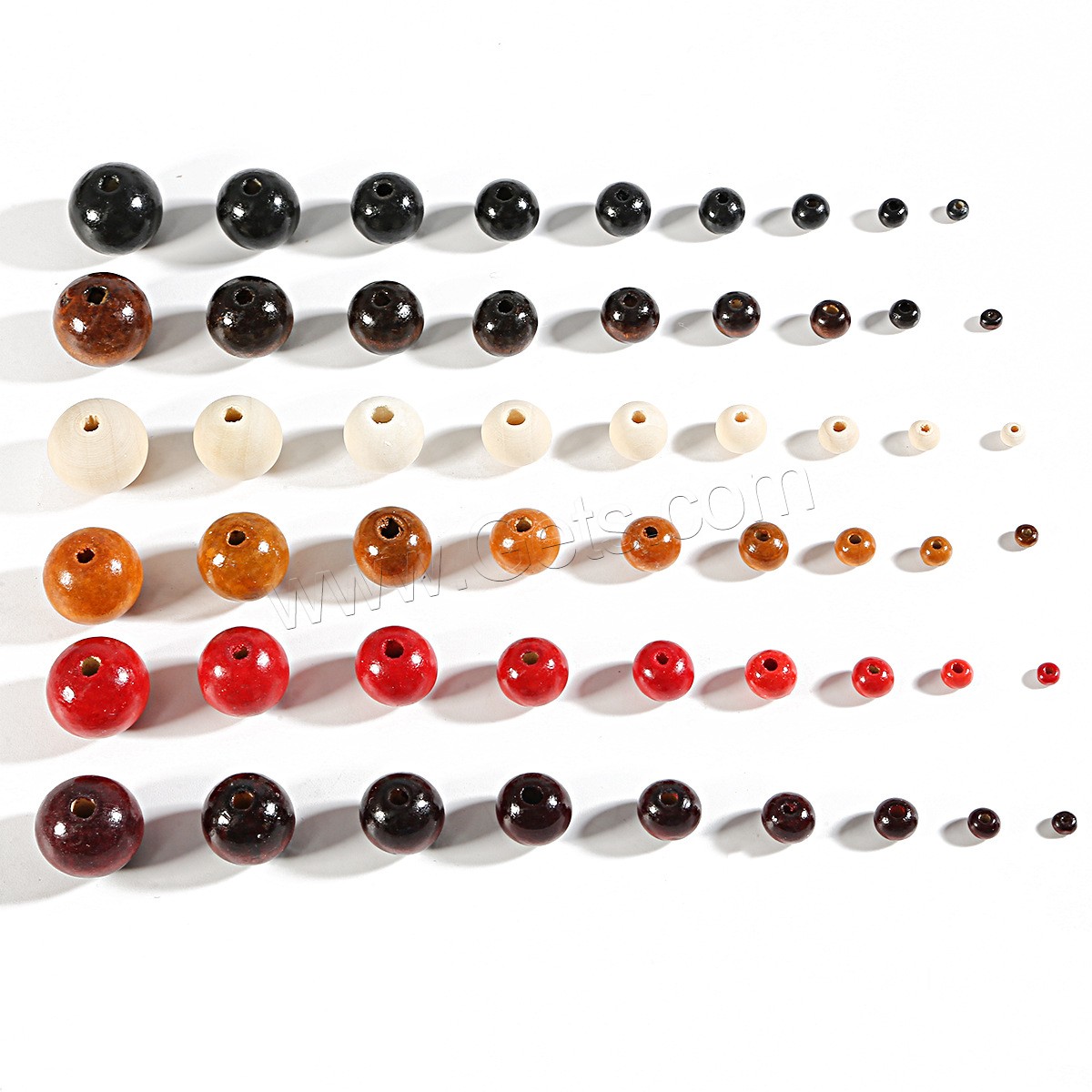 Gefärbtes Holz Perlen, Schima Superba, rund, DIY & verschiedene Größen vorhanden, keine, verkauft von PC