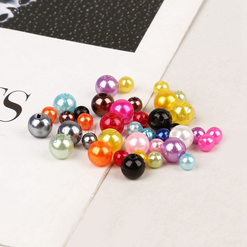 ABS Plastic Beads, Round, stoving varnish, DIY & different size for choice & imitation pearl, more colors for choice, Sold By Bag
