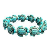 Turquoise Bracelets, Synthetic Turquoise, Turtle, Unisex Approx 7.5 Inch 