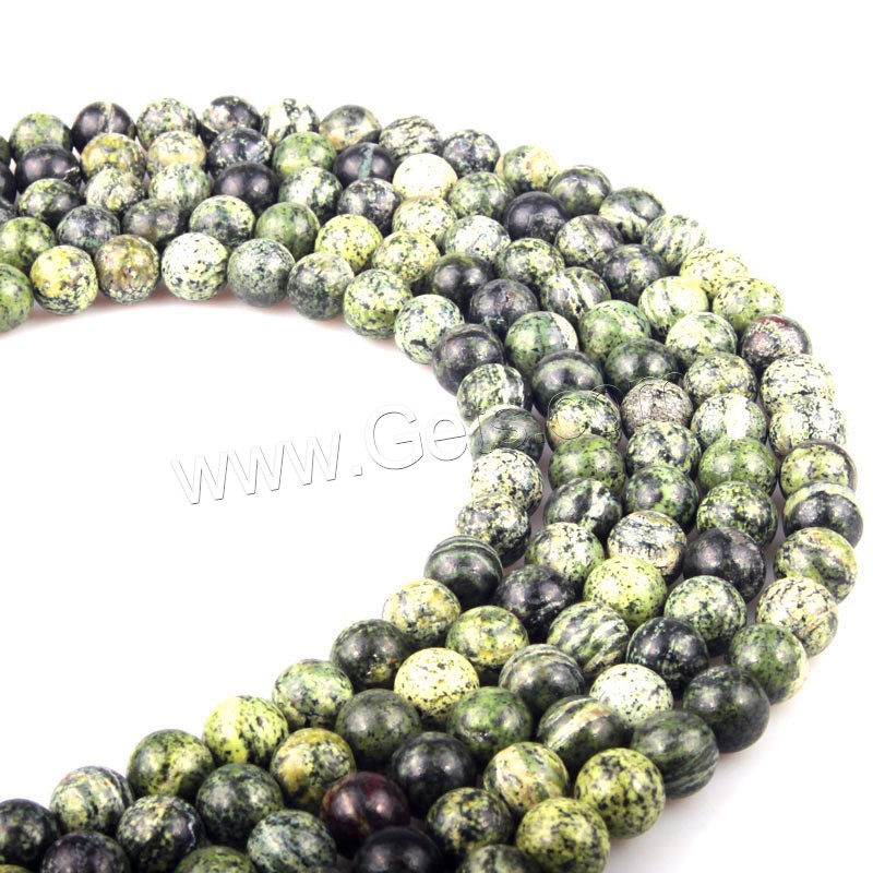 Zebra-Jaspis Perle, Grüner Zebra-Jaspis, rund, DIY, grün, Länge:ca. 15 ZollInch, verkauft von Strang