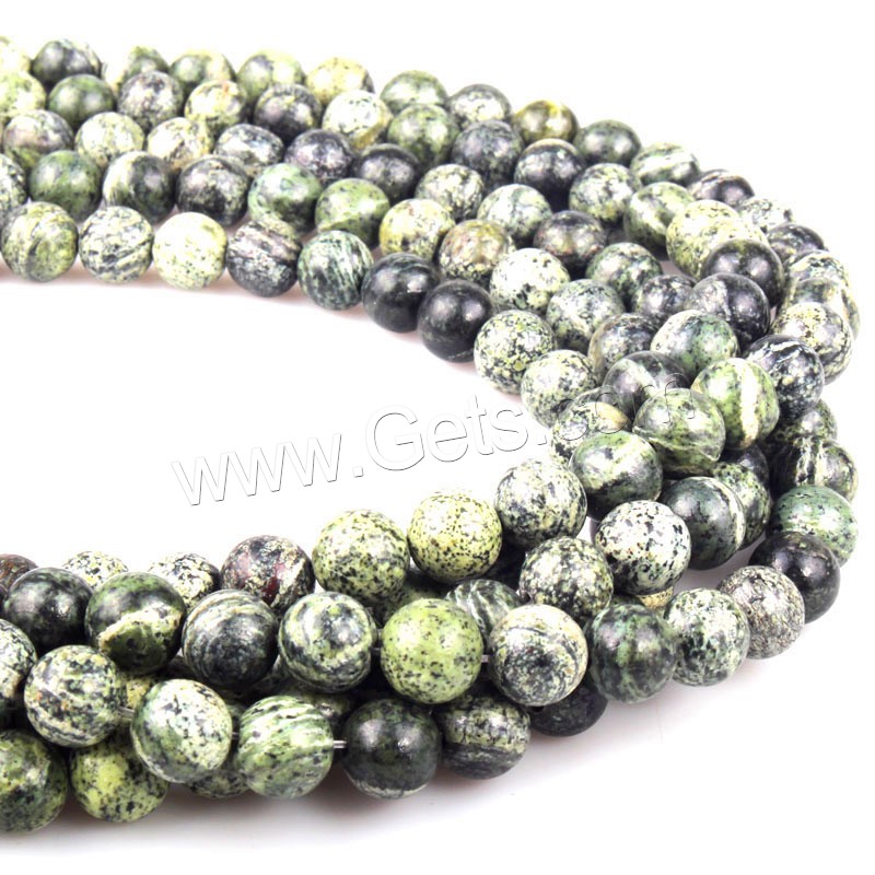 Zebra-Jaspis Perle, Grüner Zebra-Jaspis, rund, DIY, grün, Länge:ca. 15 ZollInch, verkauft von Strang