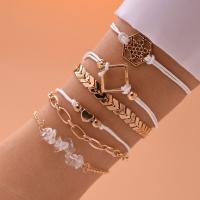 Zinc Alloy Bracelet Set, with PU Leather, gold color plated, 6 pieces & anti-fatigue & for woman 