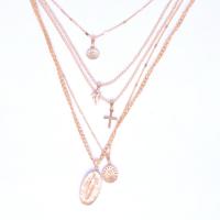 Fashion Multi Layer Necklace, Zinc Alloy, gold color plated, multilayer & twist oval chain & for woman Approx 16.5 Inch 
