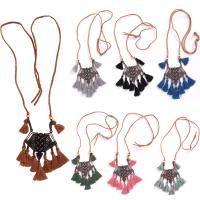 Fashion Fringe Necklace, Faux Leather, with Cotton Thread & Zinc Alloy, gun black plated, for woman 40mm Approx 29.5 Inch 