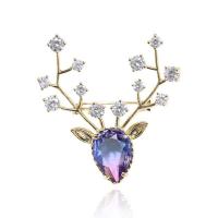 Cubic Zirconia Brooch, Brass, with Crystal, Antlers, plated, Unisex & micro pave cubic zirconia 