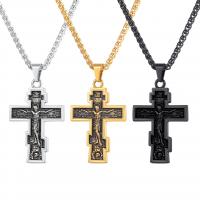 Titanium Steel Jewelry Necklace, Cross, plated, Unisex & double link chain Approx 19.7 Inch 