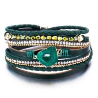 PU Leather Cord Bracelets, fashion jewelry & Unisex & with rhinestone 