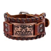 Cowhide Bracelets, Zinc Alloy, with Faux Leather & Iron, fashion jewelry 