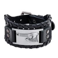 Cowhide Bracelets, Zinc Alloy, with Faux Leather & Iron, fashion jewelry 27.5CMx3.8CM 