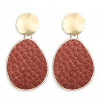 Zinc Alloy Drop Earring, with PU Leather, plated, fashion jewelry & Unisex nickel, lead & cadmium free 