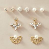 Zinc Alloy Stud Earring Set, Stud Earring, plated, 5 pieces & fashion jewelry & with rhinestone, nickel, lead & cadmium free 